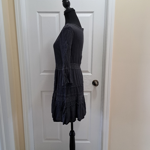 ❤️ American Eagle Outfitters Grey Dress Women's Small Crinkle 3/4 Sleeve - Picture 3 of 9